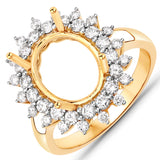 0.79 Carat Genuine White Diamond 14K Yellow Gold Ring