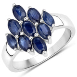 1.84 Carat Genuine Blue Sapphire .925 Sterling Silver Ring
