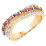 0.75 Carat Genuine Amethyst and White Diamond .925 Sterling Silver Ring