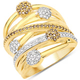 0.80 Carat Genuine Brown Diamond and White Diamond .925 Sterling Silver Ring