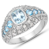 1.79 Carat Genuine Multi Stones .925 Sterling Silver Ring