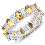 2.55 ct. Genuine Citrine and White Topaz .925 Sterling Silver Ring