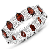 3.43 Carat Genuine Garnet and White Topaz .925 Sterling Silver Ring
