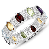 2.83 ct. Genuine Multi Stones .925 Sterling Silver Ring
