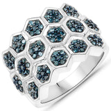0.75 Carat Genuine Blue Diamond .925 Sterling Silver Ring