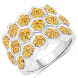 0.75 Carat Genuine Yellow Diamond .925 Sterling Silver Ring