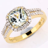 1.66 Carat Genuine Aquamarine and White Zircon .925 Sterling Silver Ring