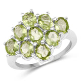 3.15 Carat Genuine Peridot .925 Sterling Silver Ring