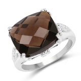 6.45 ct. Genuine Smoky Quartz .925 Sterling Silver Ring