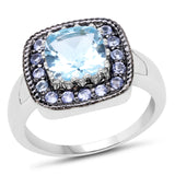 2.98 Carat Genuine Blue Topaz & Tanzanite .925 Sterling Silver Ring