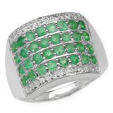 0.96 Carat Genuine Emerald .925 Sterling Silver Ring