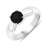 1.50 Carat Genuine Black Diamond .925 Sterling Silver Ring
