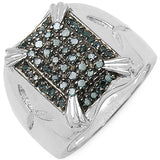 0.41 Carat Genuine Blue Diamond .925 Sterling Silver Ring