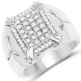 0.43 Carat Genuine White Diamond .925 Sterling Silver Ring