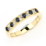 0.29 Carat Genuine Blue Sapphire and White Zircon .925 Sterling Silver Ring