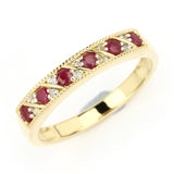 0.35 Carat Genuine Ruby and White Zircon .925 Sterling Silver Ring