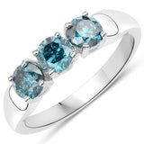 0.99 Carat Genuine Blue Diamond .925 Sterling Silver Ring