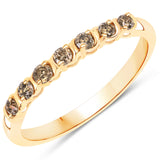 0.26 Carat Genuine Champagne Diamond 14K Yellow Gold Ring (I1-I2)