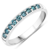 0.36 Carat Genuine Blue Diamond 14K White Gold Ring (I1-I2)