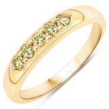 0.28 Carat Genuine Green Diamond 14K Yellow Gold Ring (I1-I2)