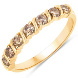 0.55 Carat Genuine Champagne Diamond 14K Yellow Gold Ring (I1-I2)