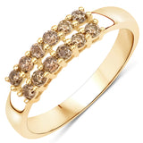 0.45 ct Genuine Champagne Diamond 14K Yellow Gold Ring (I1-I2)