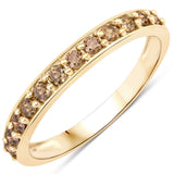 0.45 ct Genuine Champagne Diamond 14K Yellow Gold Ring for women (I1-I2)