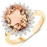 4.91 Carat Genuine Rarest Orange Brazilian Tourmaline and White Diamond 14K Yellow Gold Ring