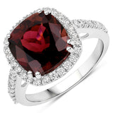5.52 Carat Genuine Pink Tourmaline and White Diamond 14K White Gold Ring