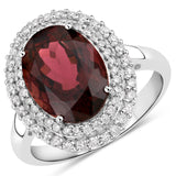 5.17 Carat Genuine Pink Tourmaline and White Diamond 14K White Gold Ring