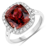 5.62 Carat Genuine Pink Tourmaline and White Diamond 14K White Gold Ring