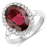 4.40 Carat Genuine Pink Tourmaline and White Diamond 14K White Gold Ring