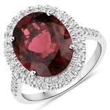 6.71 Carat Genuine Pink Tourmaline and White Diamond 14K White Gold Ring