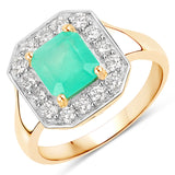 2.81 Carat Genuine Colombian Emerald and White Diamond 14K Yellow Gold Ring