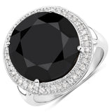 11.54 Carat Genuine Black Diamond and White Diamond 14K White Gold Ring
