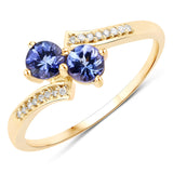 0.50 ct. Genuine Tanzanite and White Diamond 14K Yellow Gold Ring for women
