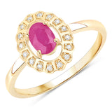 0.56 ct Genuine Ruby and White Diamond 14K Yellow Gold Ring