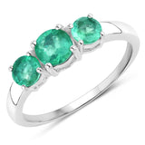 0.88 Carat Genuine Zambian Emerald 14K White Gold Ring