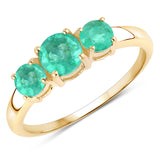 0.88 Carat Genuine Zambian Emerald 14K Yellow Gold Ring