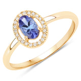 0.49 ct. Genuine Tanzanite and White Diamond 14K Yellow Gold Ring