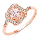 0.49 ct Genuine Morganite and White Diamond 14K Rose Gold Ring