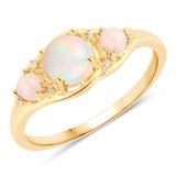 0.68 Carat Genuine Ethiopian Opal and White Diamond 14K Yellow Gold Ring