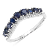 0.80 Carat Genuine Blue Sapphire 14K White Gold Ring