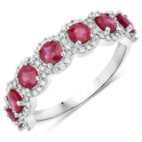 1.69 Carat Genuine Ruby and White Diamond 14K White Gold Ring