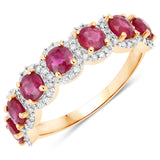1.69 Carat Genuine Ruby and White Diamond 14K Yellow Gold Ring