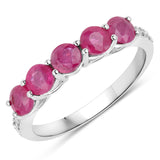 1.47 ct Genuine Ruby and White Diamond 14K White Gold Ring for women