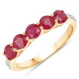 1.47 ct Genuine Ruby and White Diamond 14K Yellow Gold Ring