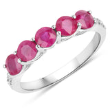 1.47 ct Genuine Ruby and White Diamond 14K White Gold Ring