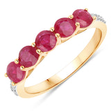 1.47 ct Genuine Ruby and White Diamond 14K Yellow Gold Ring for women