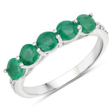 1.07 ct Genuine Zambian Emerald and White Diamond 14K White Gold Ring